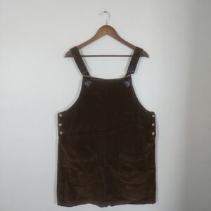 Vintage Route 66 Chocolate Brown 100% Cotton Corduroy Dress Size L Retro Indie